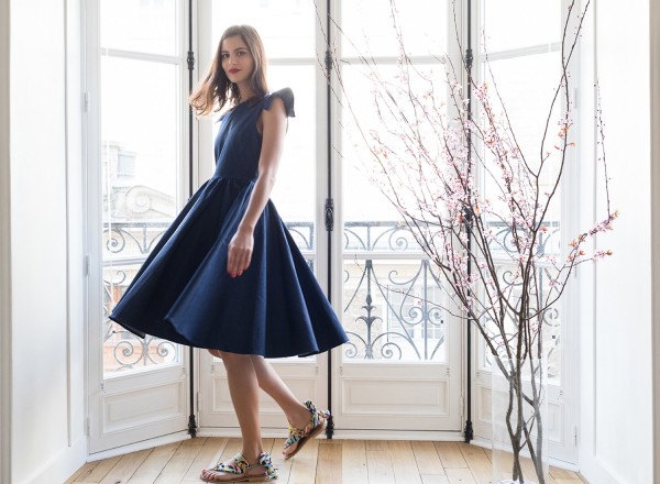 Alienor Robe à Volants Bleu Jean