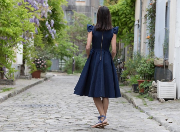 Alienor Robe à Volants Bleu Jean