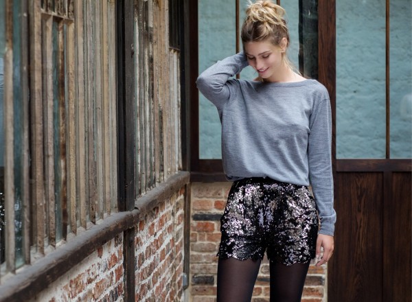 Short à paillette Bacchus noir et gris