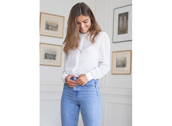 Blouse Douce col claudine plumetis