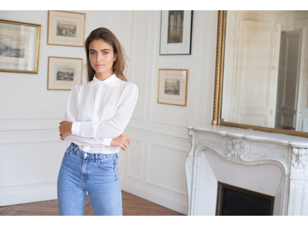 Blouse Douce col claudine plumetis