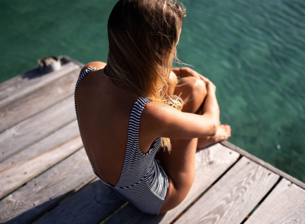 Maillot une pièce Domitille marinière 