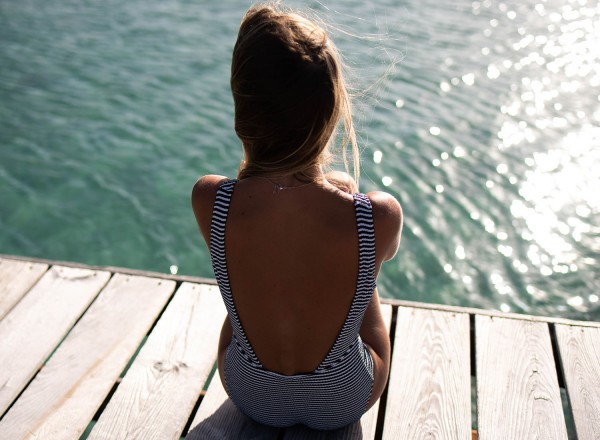 Maillot une pièce Domitille marinière 