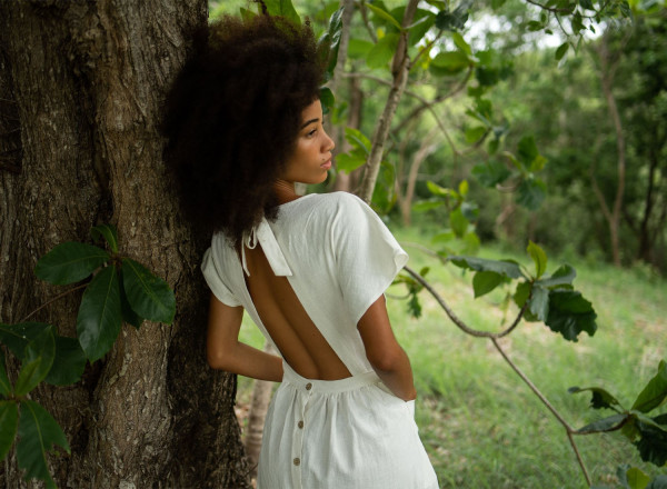 Robe Suzanne en lin blanche