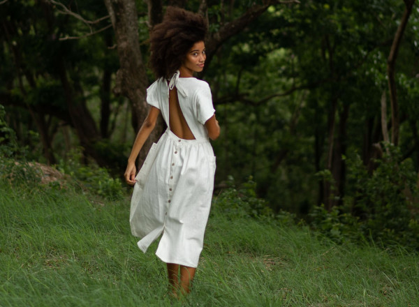 Robe Suzanne en lin blanche